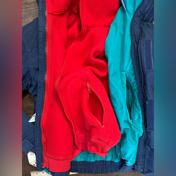 VINTAGE 1989 Columbia BUGABOO men’s' Navy Red Teal SKI 2 piece Jacket SM - Picture 11 of 17